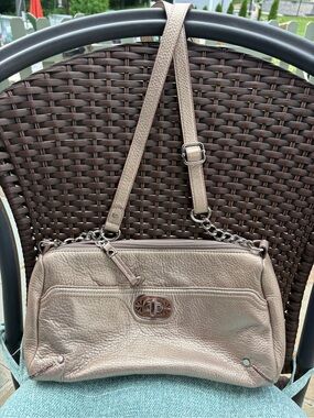 Issac Mizrahi Taupe Leather Shoulder Bag